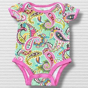 Vera Bradley  Bodysuit 3-6M Lilli Bell Paisley Ruffle Back Short Sleeve Retro